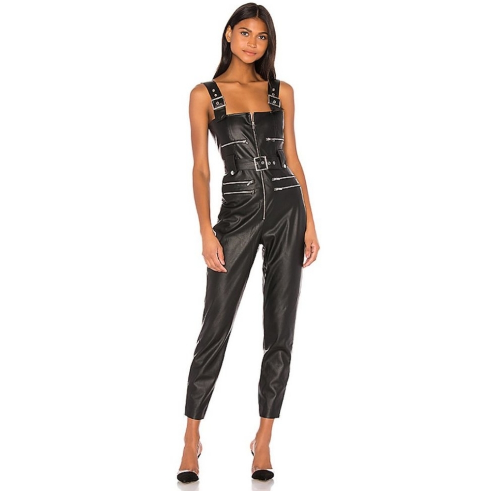 WeWoreWhat Moto Vegan Leather Overalls XS - Picture 9 of 16